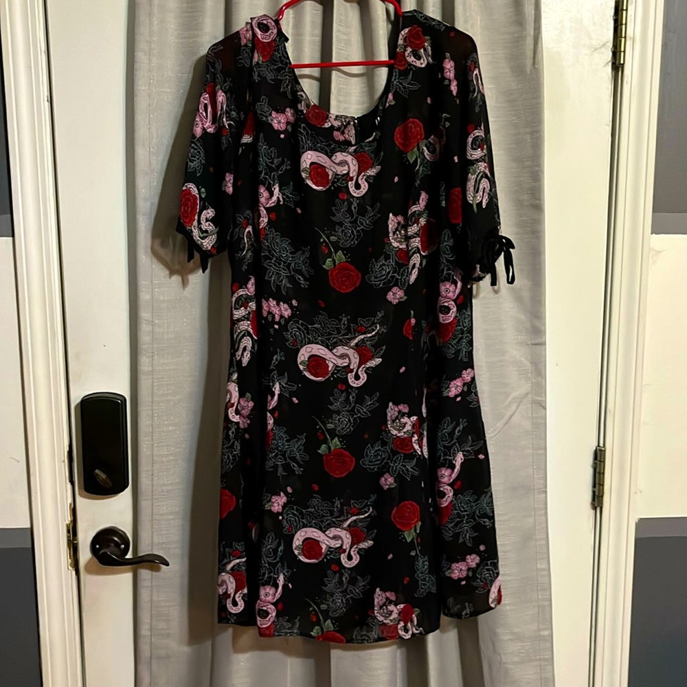Hell Bunny 2X Snakes & Roses Sheer Mini Dress/Tunic
